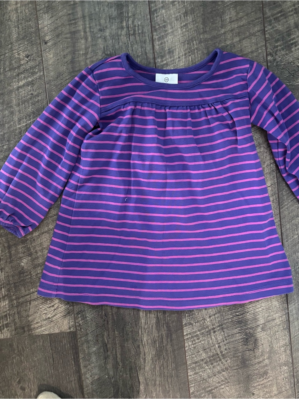 Hanna Anderson Purple & Pink Striped Long-Sleeve Tunic Bubble sleeves